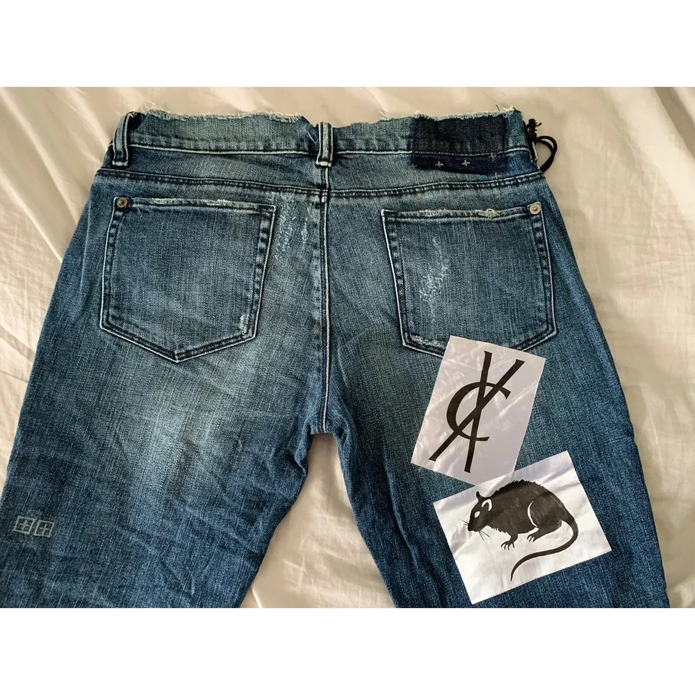 NWT Ksubi Super Skinny Ankle Zip Roadie Blue Distressed Jeans size 30